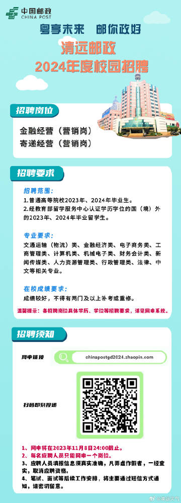 清远市邮政局最新招聘概览